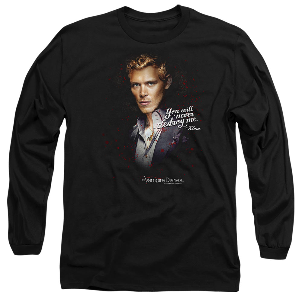 Vampire Diaries Never Destroy Mens Long Sleeve Shirt Black Officially Licensed