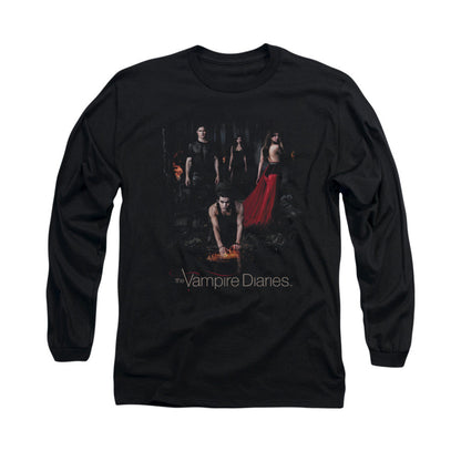 Vampire Diaries Fire Mens Long Sleeve Shirt Black Officially Licensed
