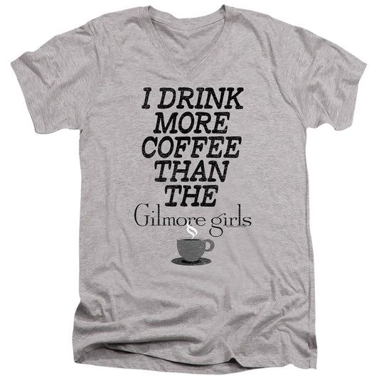 Gilmore Girls More Coffee Mens Slim Fit V-Neck T Shirt Athletic Heather Officially Licensed