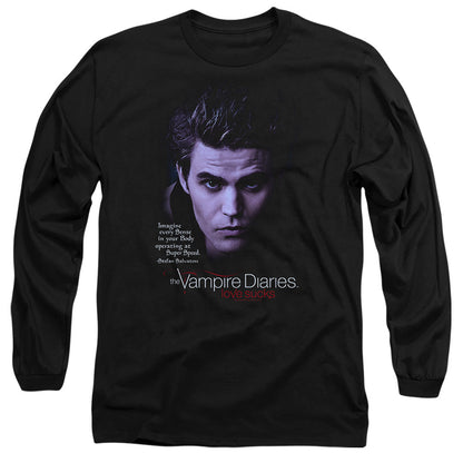 Vampire Diaries Sense Your Body Mens Long Sleeve Shirt Black Officially Licensed