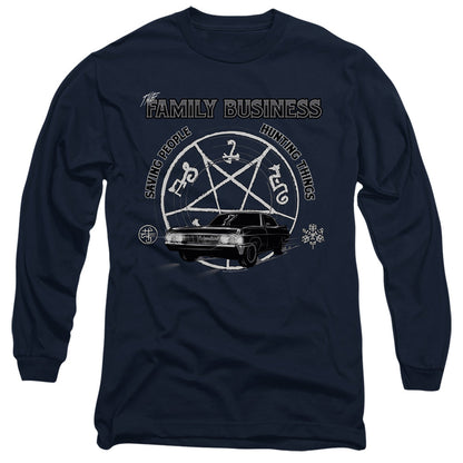 Supernatural Saving People And Hunting Mens Long Sleeve Shirt Navy Officially Licensed