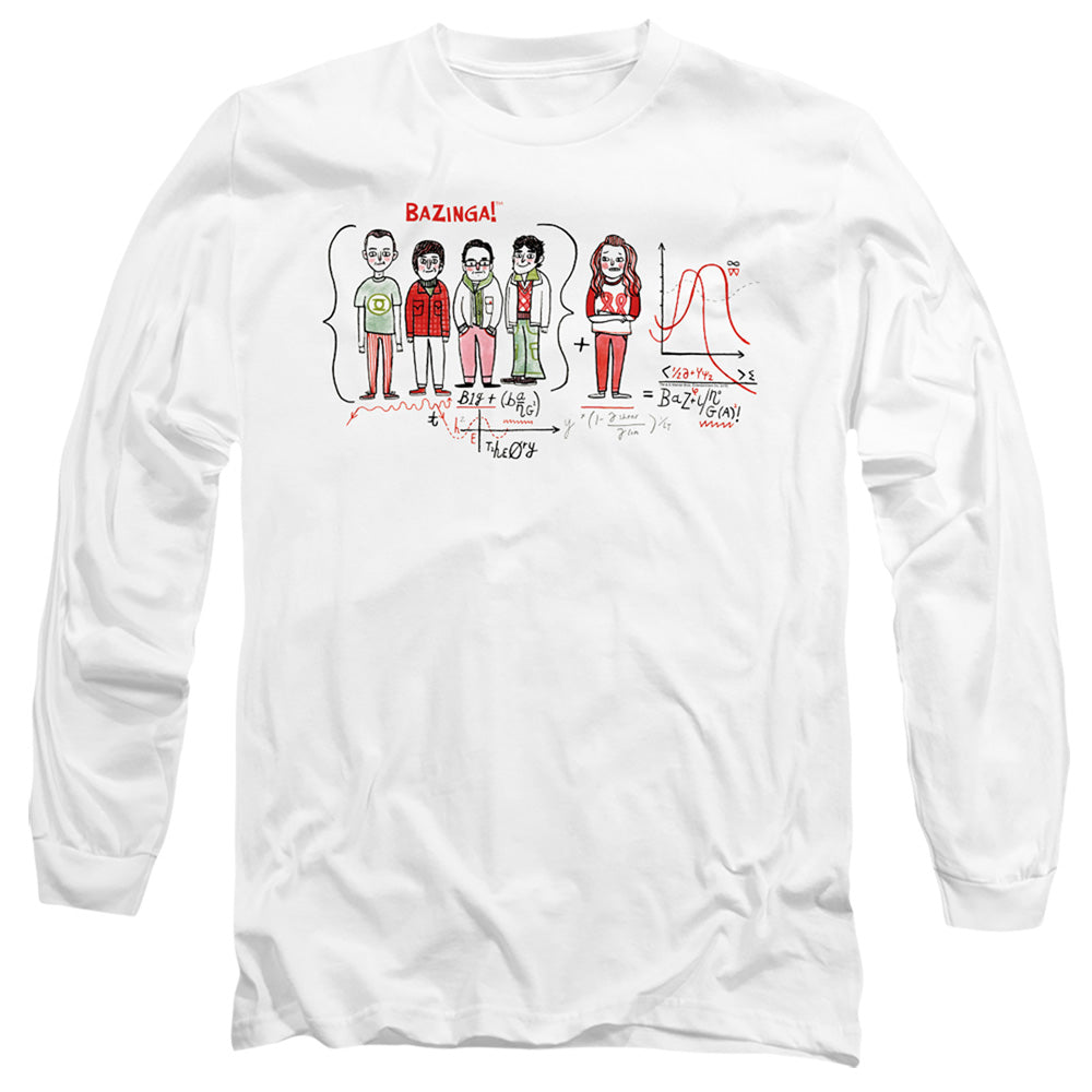 Big Bang Theory Bazinga Equation Mens Long Sleeve Shirt White Officially Licensed