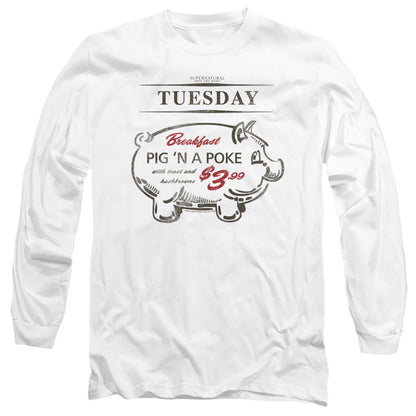 Supernatural Pig N Poke Mens Long Sleeve Shirt White Officially Licensed