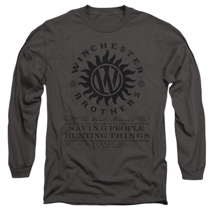 Supernatural Winchester Anti Possession Mens Long Sleeve Shirt Charcoal Officially Licensed