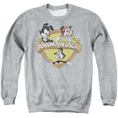 Animaniacs Shielded Animaniacs Mens Crewneck Sweatshirt Athletic Heather Officially Licensed