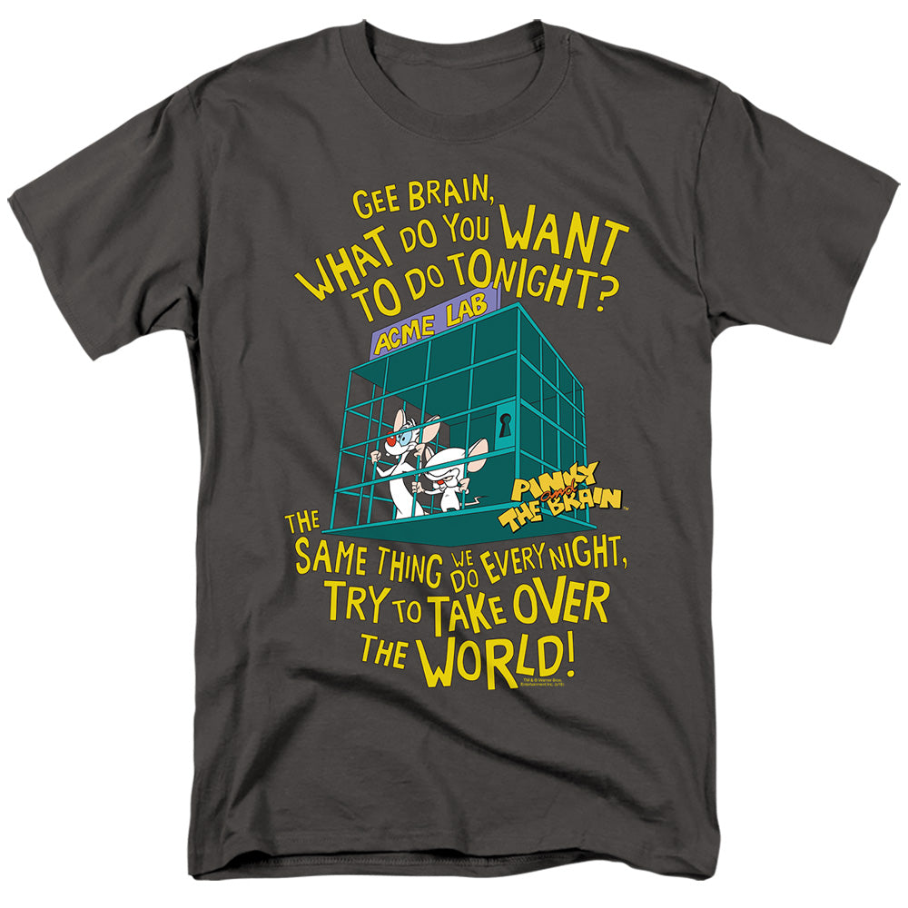 Pinky And The Brain The World Mens T Shirt Charcoal Officially Licensed