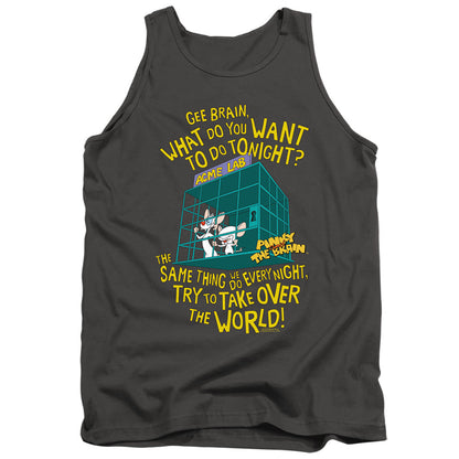 Pinky And The Brain The World Mens Tank Top Shirt Charcoal Officially Licensed