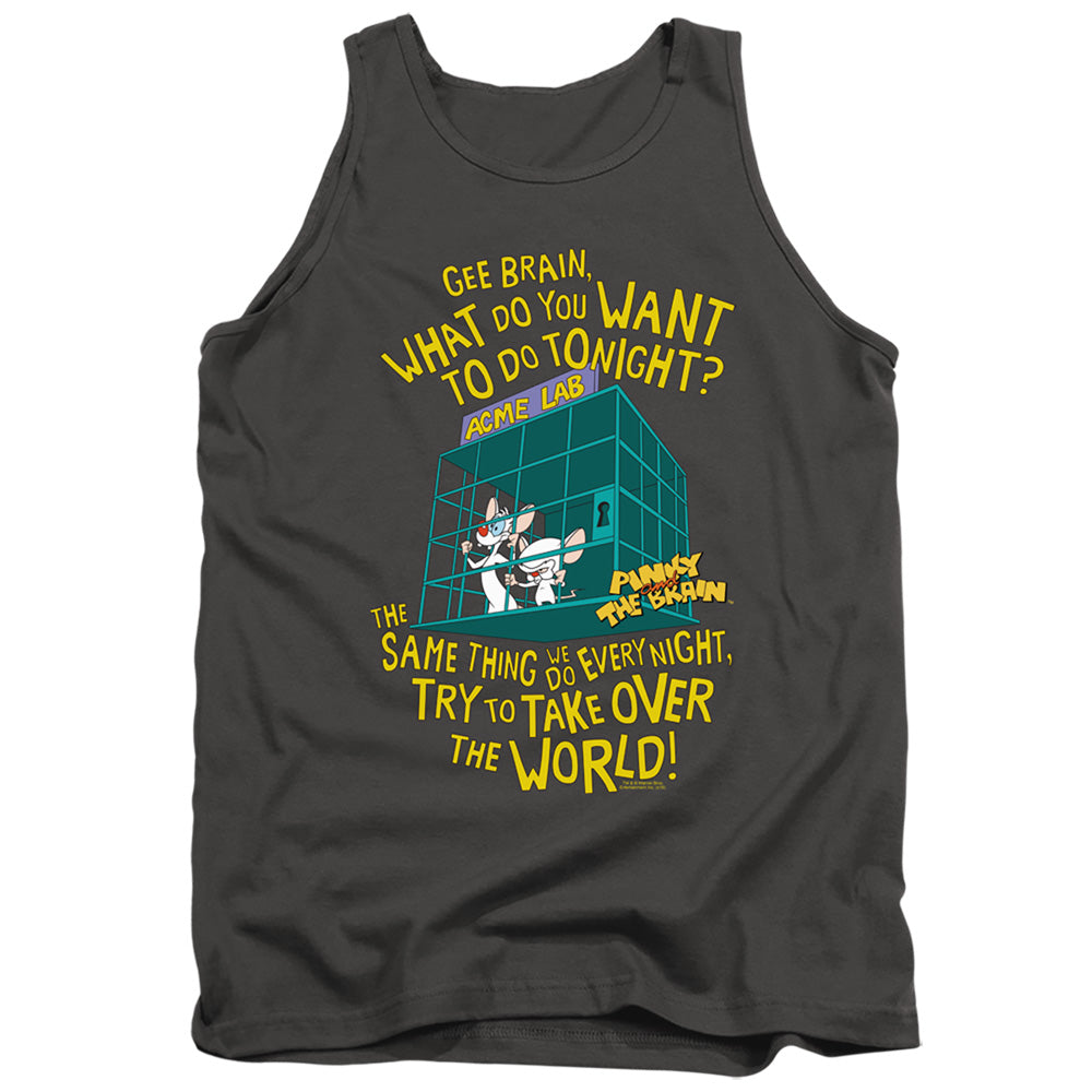 Pinky And The Brain The World Mens Tank Top Shirt Charcoal Officially Licensed