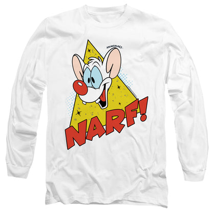 Pinky And The Brain Narf Mens Long Sleeve Shirt White Officially Licensed