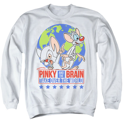 Pinky And The Brain Campaign Mens Crewneck Sweatshirt White Officially Licensed