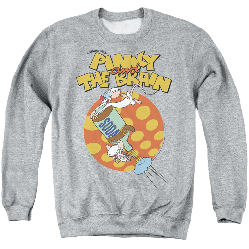 Pinky And The Brain Soda Mens Crewneck Sweatshirt Athletic Heather Officially Licensed
