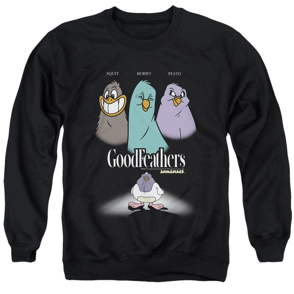 Animaniacs Goodfeathers Mens Crewneck Sweatshirt Black Officially Licensed