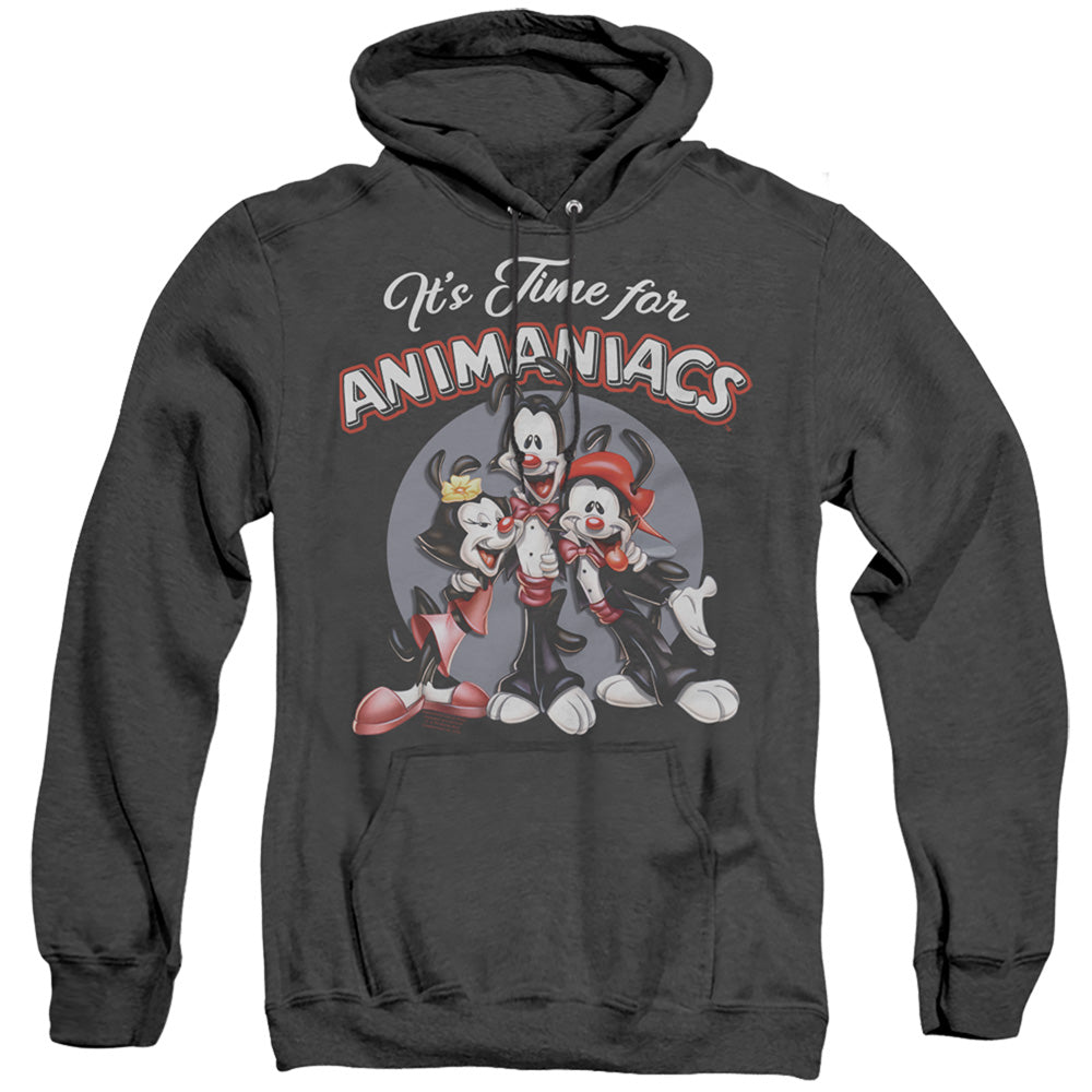 Animaniacs Its Time For Mens Heather Hoodie Black Officially Licensed