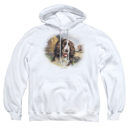 Wildlife Springer Spaniel Head Mens Hoodie White
