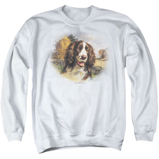 Wildlife Springer Spaniel Head Mens Crewneck Sweatshirt White