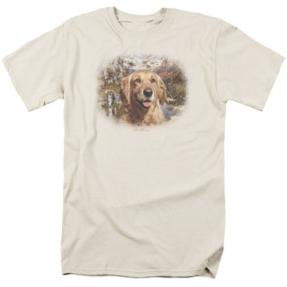 Wildlife Golden Retriever Head Mens T Shirt Cream Officially Licensed