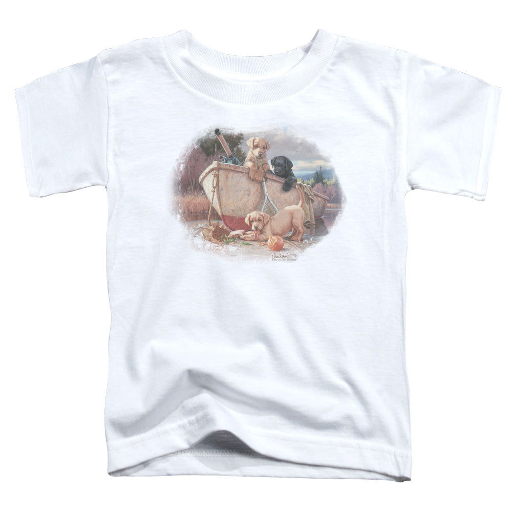 Wildlife Lunch Break Lab Pups Toddler Kids Youth T Shirt White