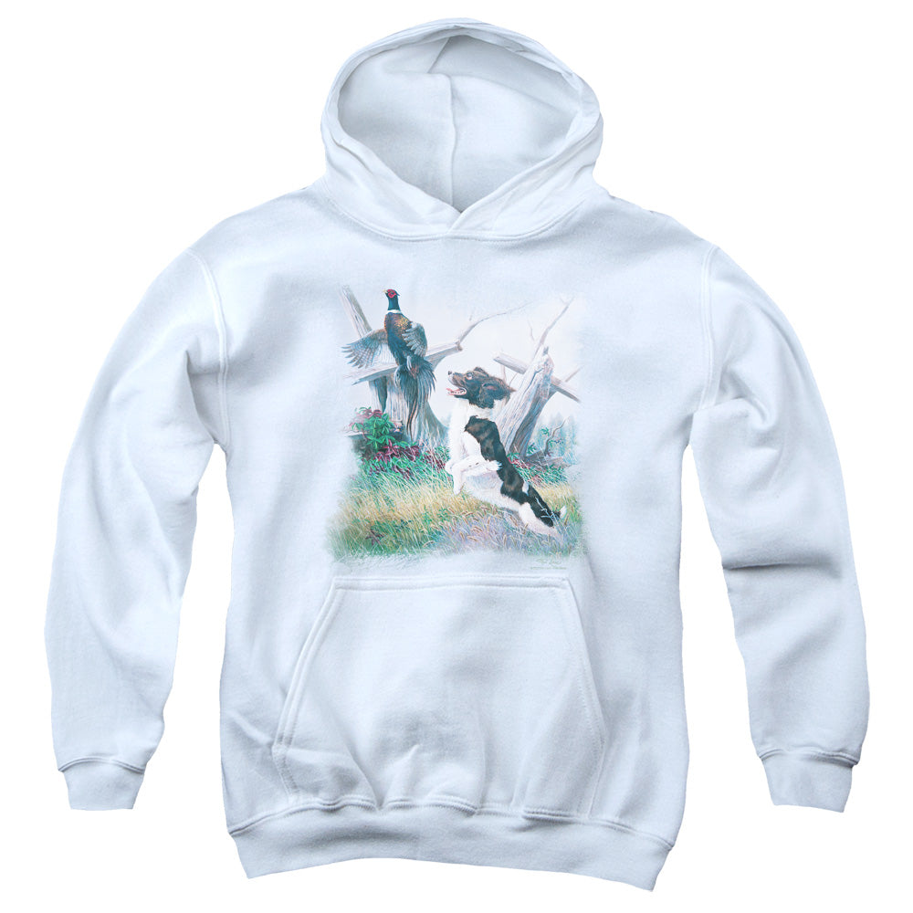 Wildlife Springer With Pheasant Kids Youth Hoodie White