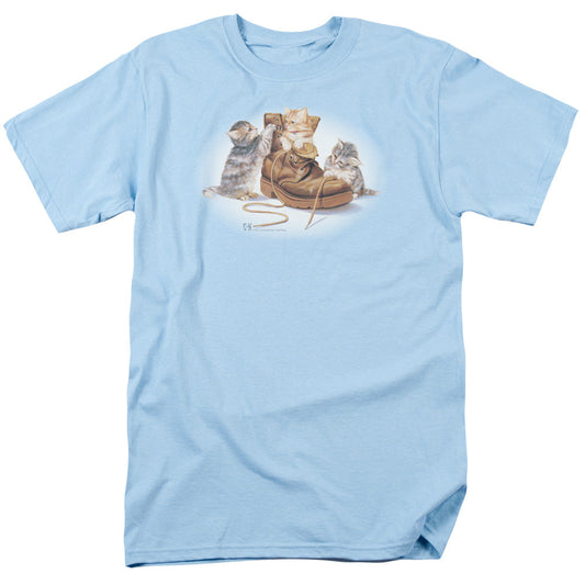 Wildlife Playful Kittens Mens T Shirt Light Blue Officially Licensed