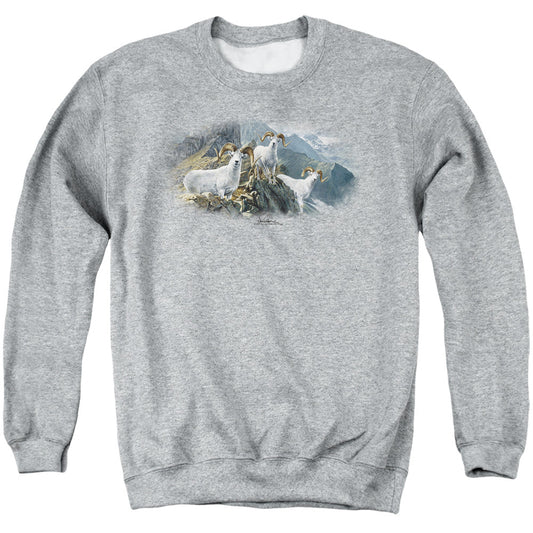 Wildlife High Trails Dall Sheep Mens Crewneck Sweatshirt Athletic Heather