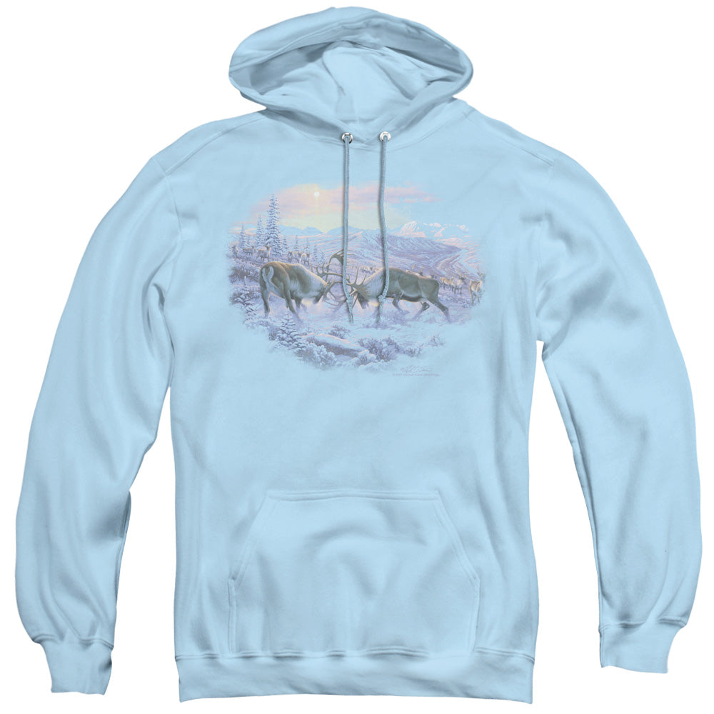 Wildlife Battling Bulls Mens Hoodie Light Blue