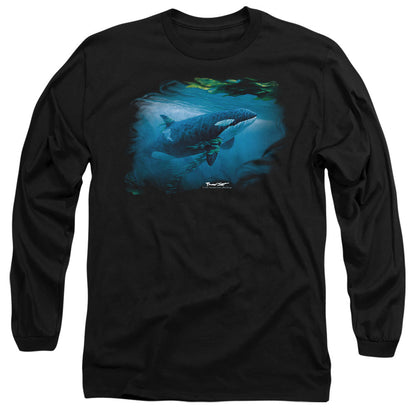 Wildlife Pursuit Thru The Kelp Orca Mens Long Sleeve Shirt Black Officially Licensed