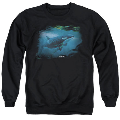 Wildlife Pursuit Thru The Kelp Orca Mens Crewneck Sweatshirt Black