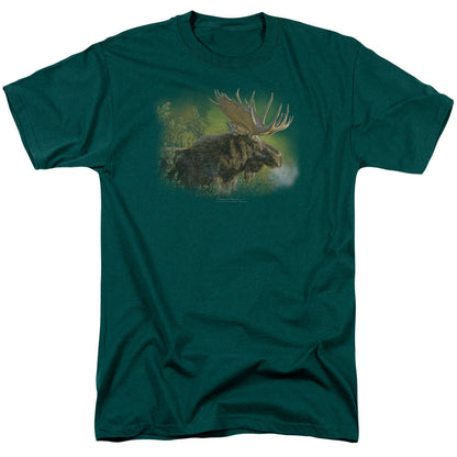 Wildlife Crisp Fall Morning Mens T Shirt Hunter Green Officially Licensed