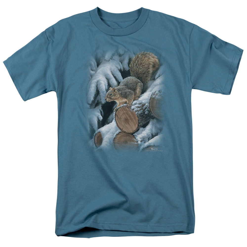 Wildlife Wood Pile Squirrel Mens T Shirt Slate Officially Licensed