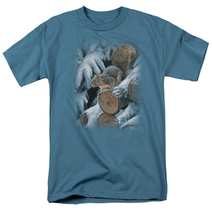 Wildlife Wood Pile Squirrel Mens T Shirt Slate Officially Licensed