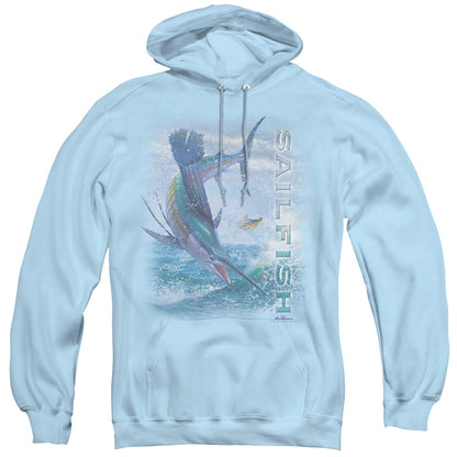 Wildlife Leaping Sailfish Mens Hoodie Light Blue