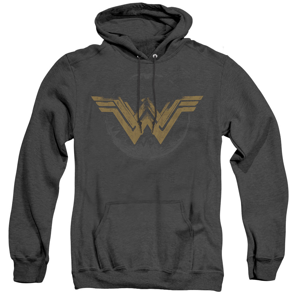 Wonder Woman Movie Distressed Logo Heather Mens Hoodie Black Officially Licensed