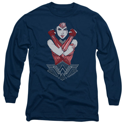Wonder Woman Movie Amazon Mens Long Sleeve Shirt Navy Officially Licensed