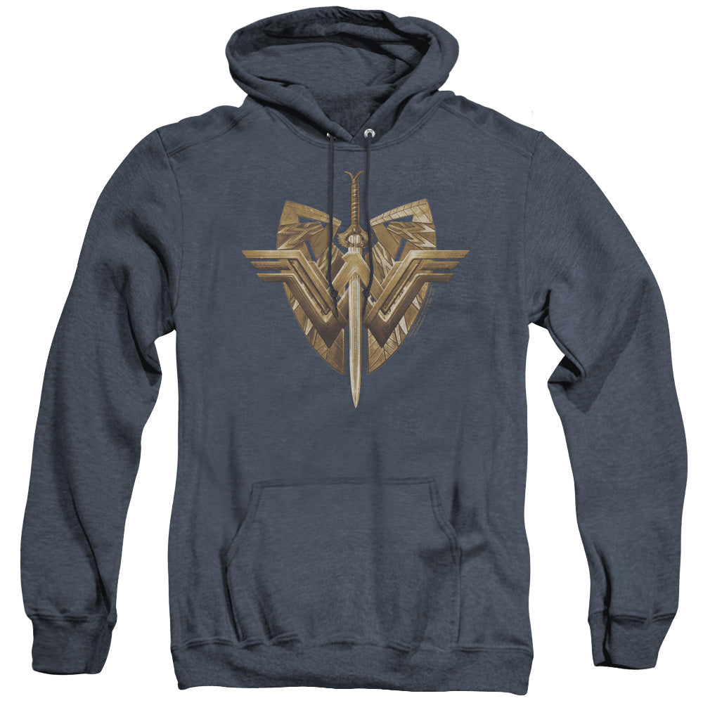 Wonder Woman Movie Sword Emblem Heather Mens Hoodie Navy Blue Officially Licensed
