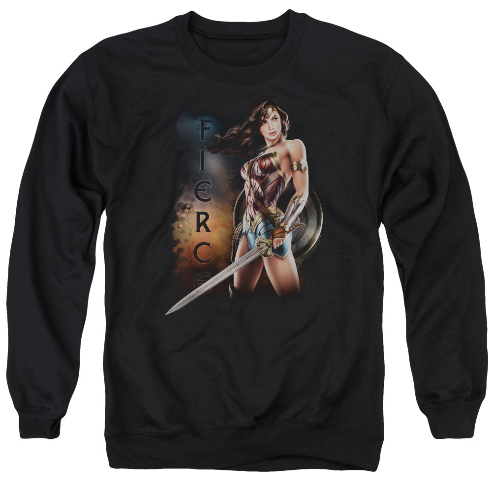 Wonder Woman Movie Fierce Mens Crewneck Sweatshirt Black Officially Licensed