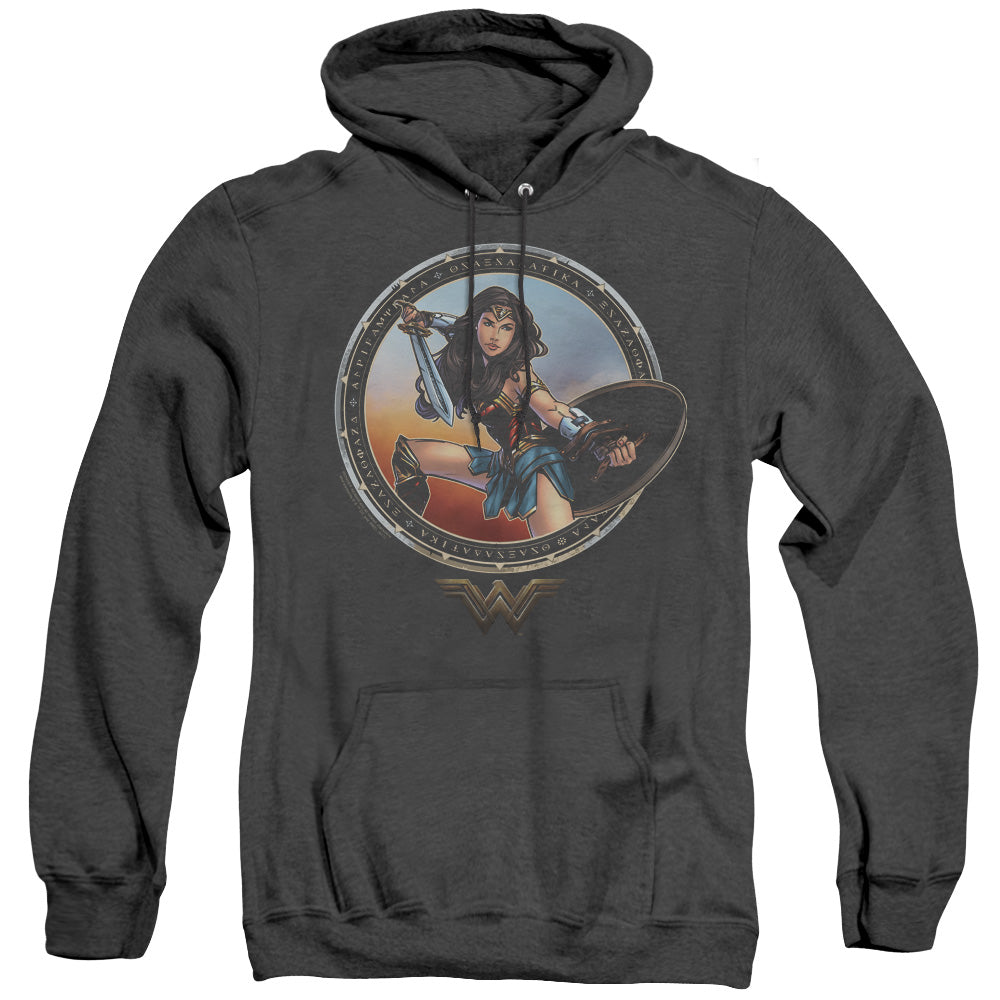 Wonder Woman Movie Battle Pose Heather Mens Hoodie Black Officially Licensed