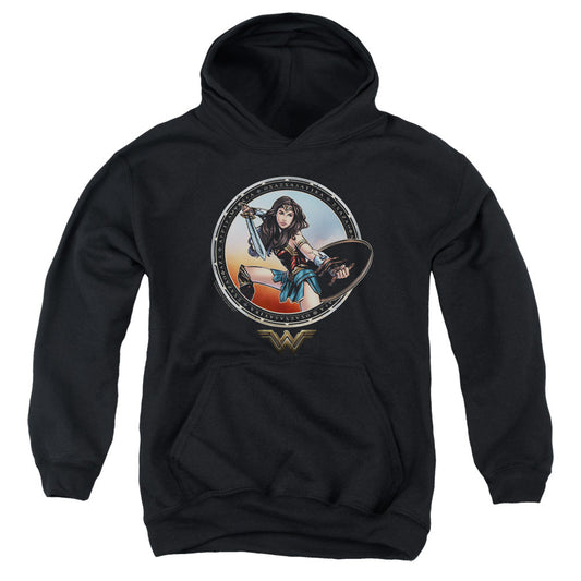Wonder Woman Movie Battle Pose Kids Youth Hoodie Black Officially Licensed