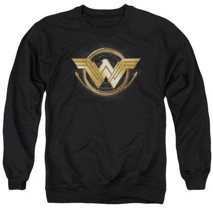 Wonder Woman Movie Lasso Logo Mens Crewneck Sweatshirt Black Officially Licensed