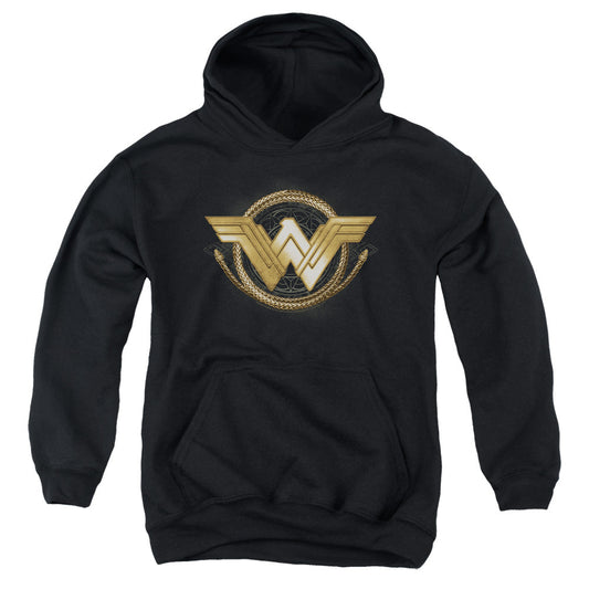 Wonder Woman Movie Lasso Logo Kids Youth Hoodie Black Officially Licensed