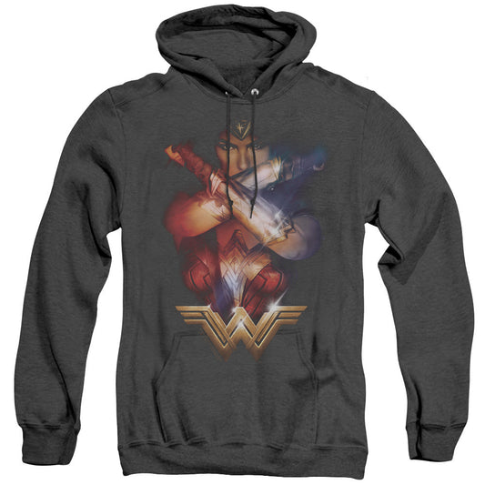 Wonder Woman Movie Arms Crossed Mens Heather Hoodie Black Officially Licensed