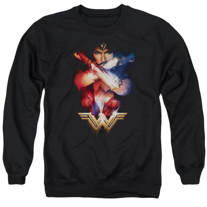 Wonder Woman Movie Arms Crossed Mens Crewneck Sweatshirt Black Officially Licensed
