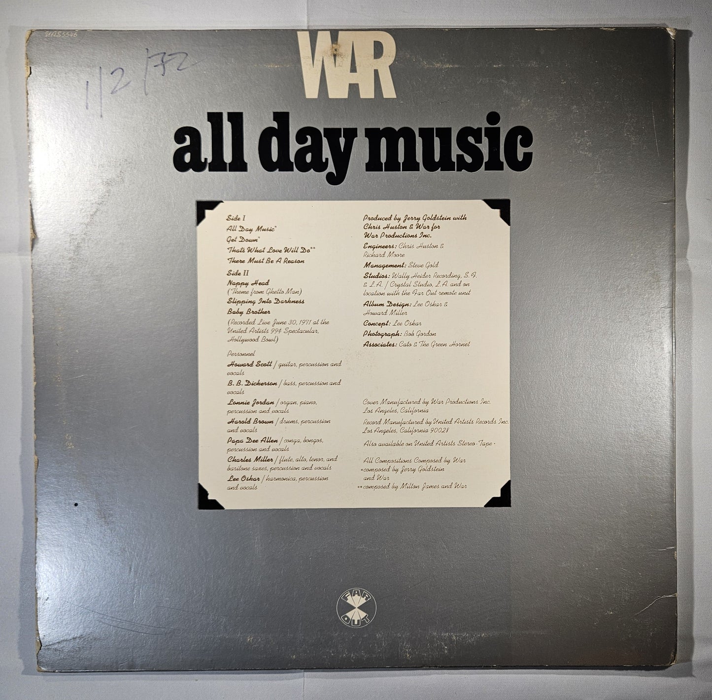 War - All Day Music [1971 Used Vinyl Record LP] [B]