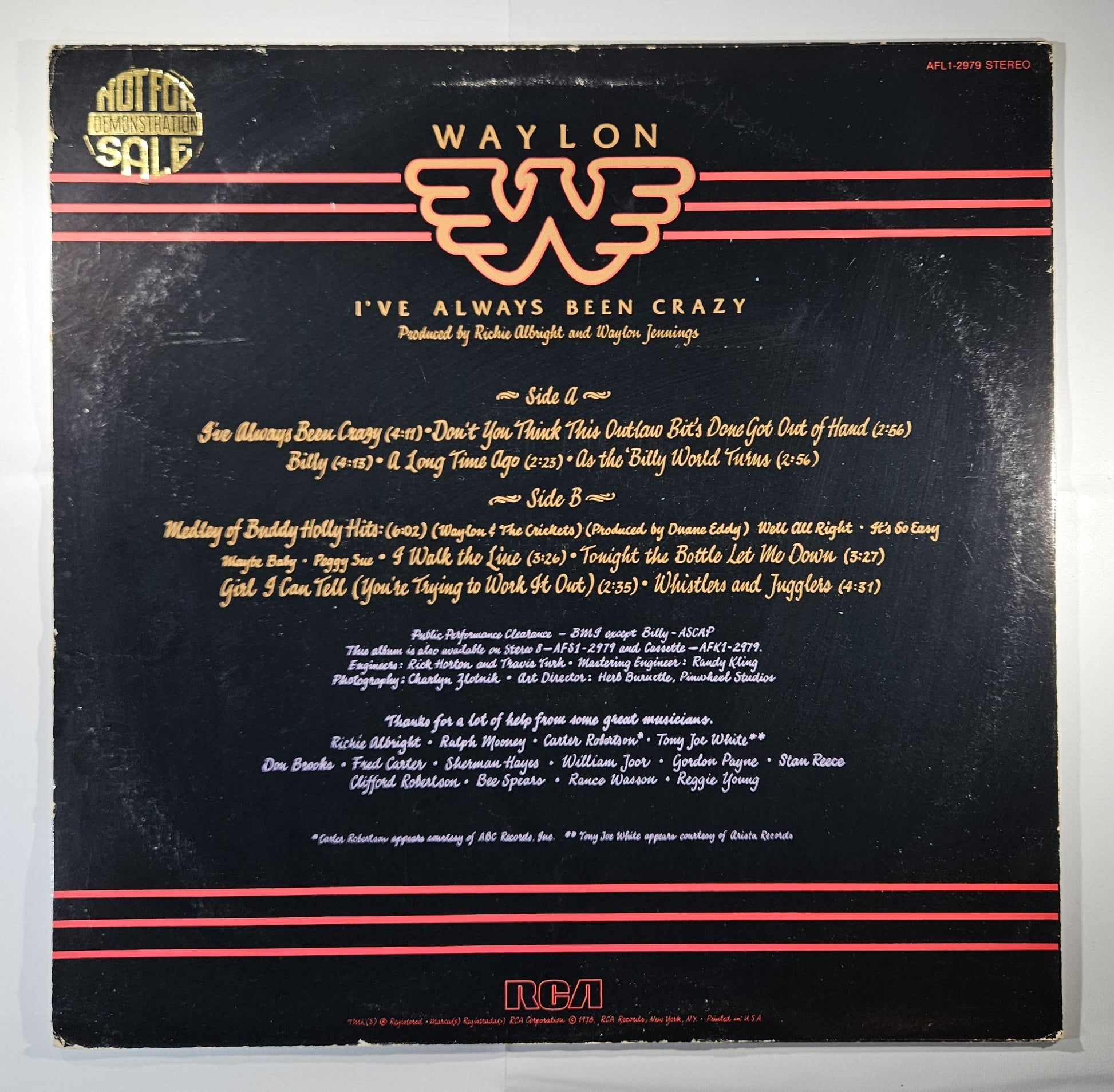 Waylon Jennings - I've Always Been Crazy [1978 Promo] [Used Vinyl Record LP]