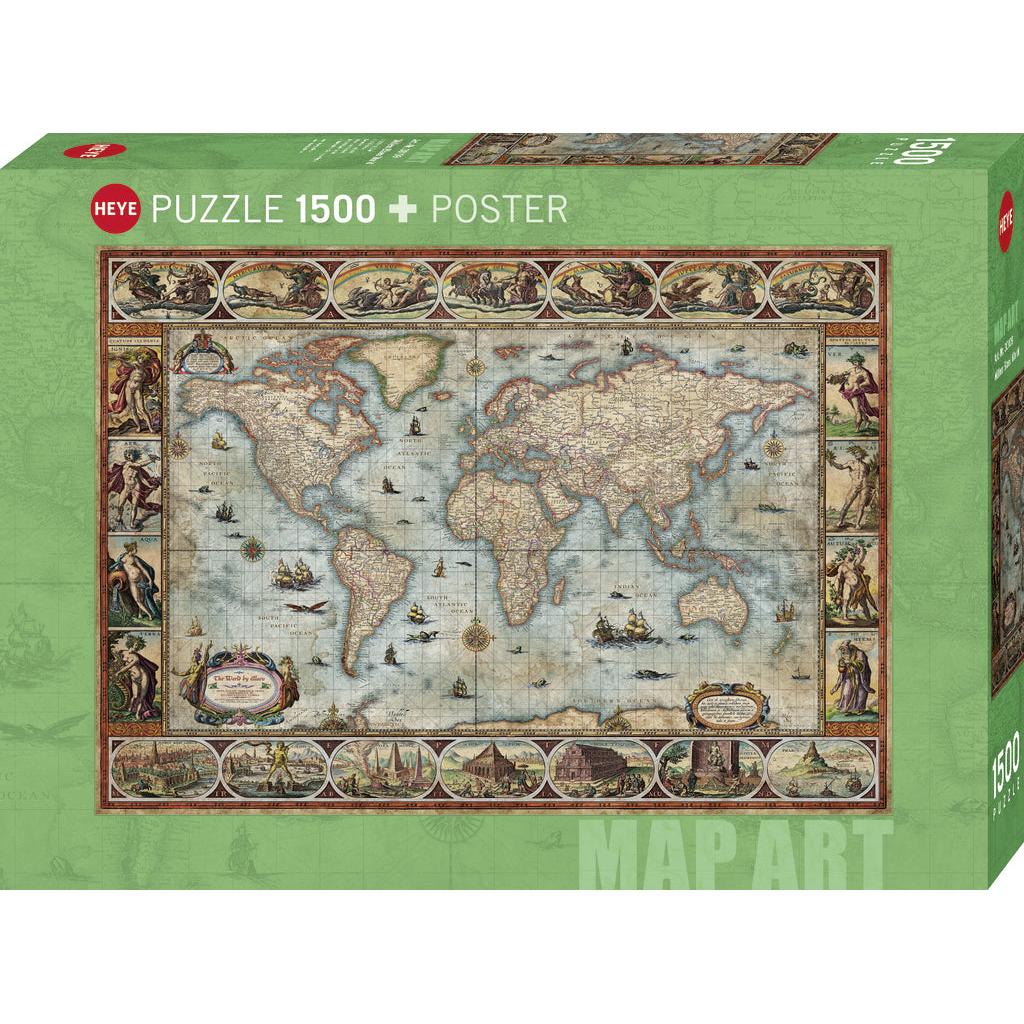 Willem Blaeu World Map Art 1500 Piece Jigsaw Puzzle Heye