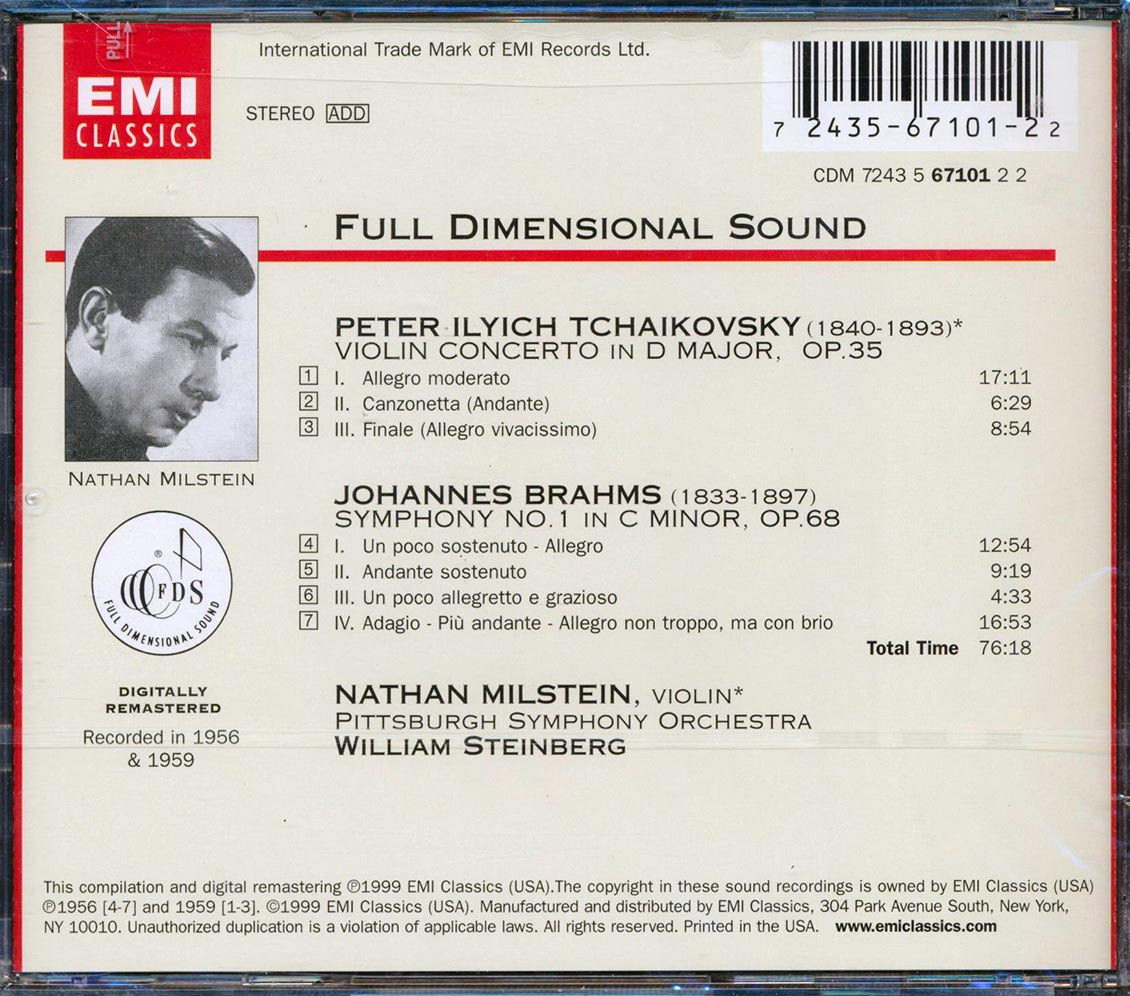 William Steinberg, Nathan Milstein - Tchaikovsky & Brahms [1999 New CD]