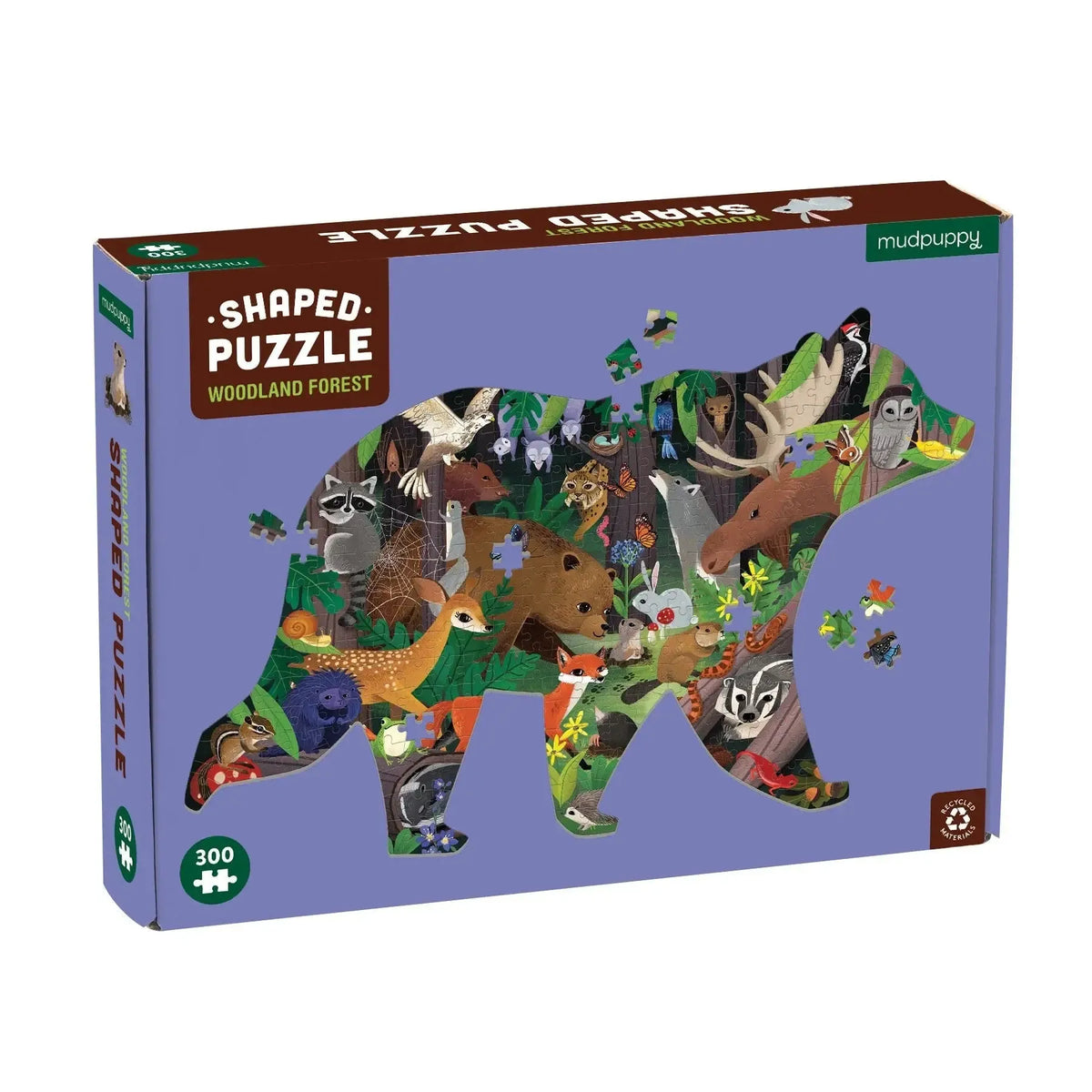 Woodland Forest 300 Piece Shaped Jigsaw Puzzle Mudpuppy