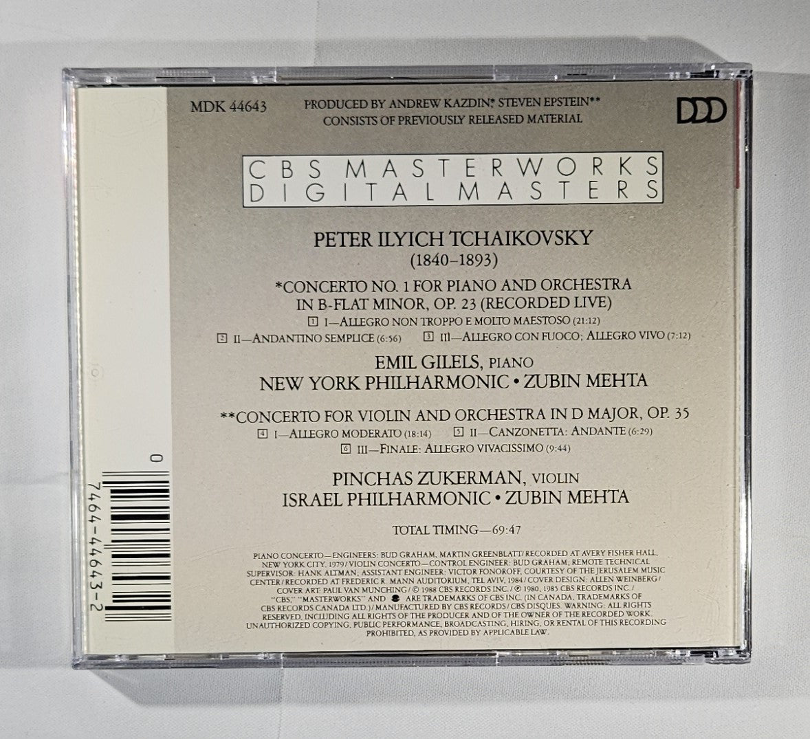 Zubin Mehta - Tchaikovsky: Piano Concerto, Violin Concerto [1988 Used CD]