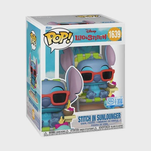 Lilo  Stitch Stitch In Sunlounger Premium Funko Pop Vinyl Figure 1639   Entertainment Earth Exclusive