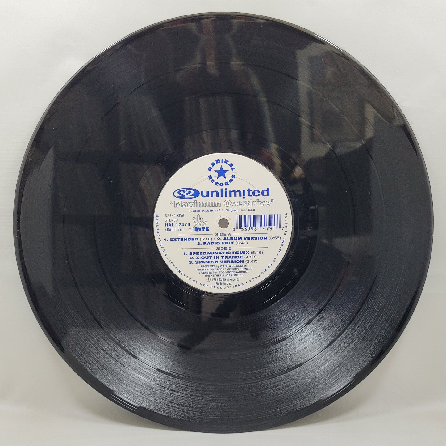 2 Unlimited - Maximum Overdrive [1993 Used Vinyl Record 12" Single]
