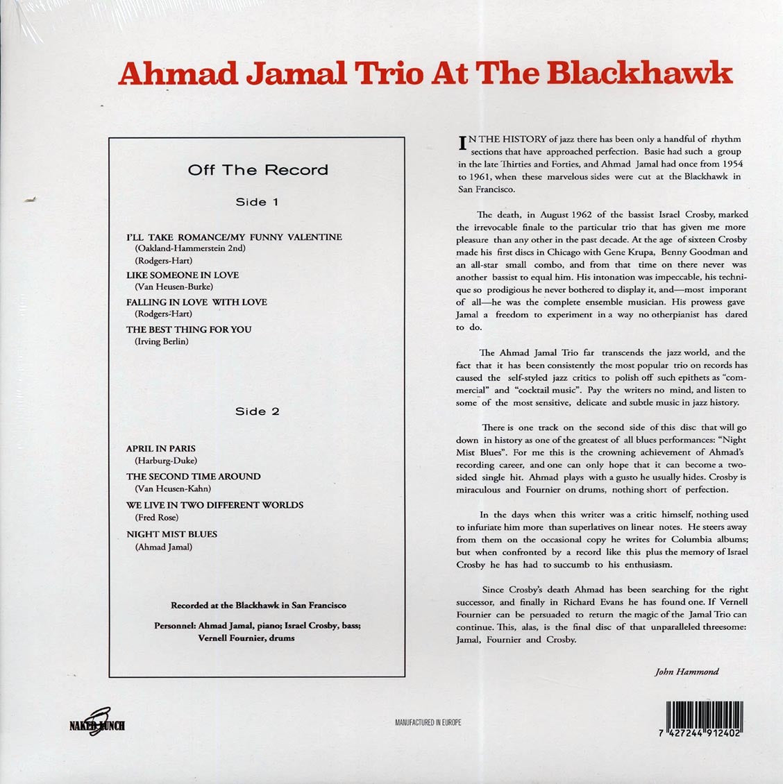 Ahmad Jamal Trio - At the Blackhawk [2022 Reissue] [New Vinyl Record LP]